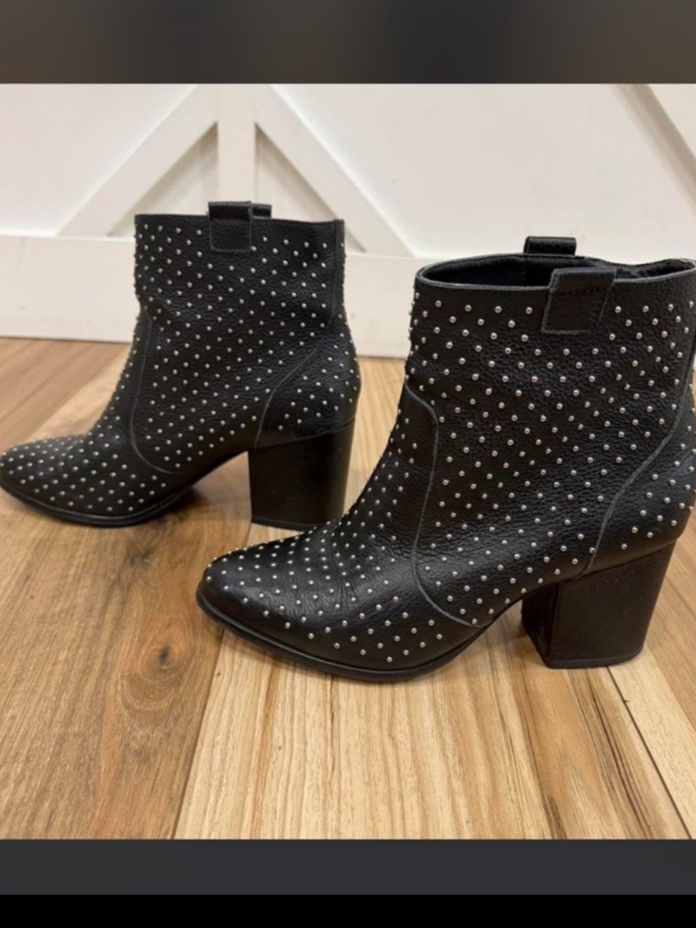 Rebecca Minkoff Black Leather Studded Ankle Boots